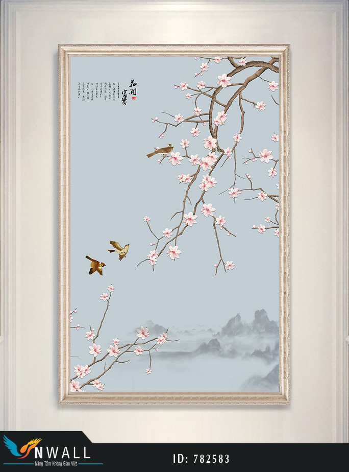 Phong cách cổ đại Trung Quốc hoa và chim cảnh đào hoa mở lối vào tùy chỉnh