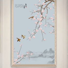 Phong cách cổ đại Trung Quốc hoa và chim cảnh đào hoa mở lối vào tùy chỉnh